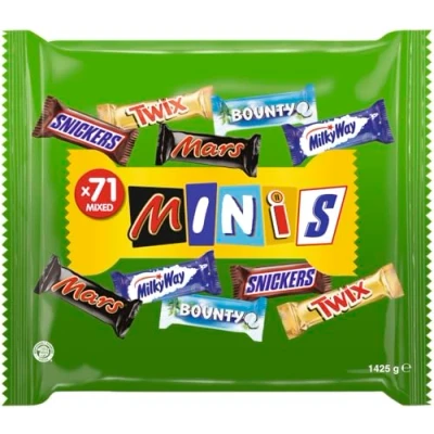 Image de Mixed Minis I Barre chocolatée Mix 1,4 kg Mars Snickers Twix Bounty Milky Way Grand paquet chocolat