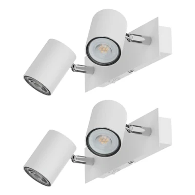 Afbeelding van ledscom.de 2 stuks WAIKA wandspot met twee vlammen schakelaar mat wit incl. ledlampen GU10 510lm warm elk