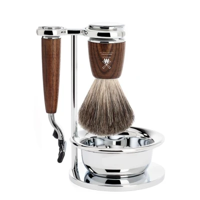 Afbeelding van MÜHLE scheerset serie RYTMO dassenhaar voor Gillette Mach3 donker essenhout