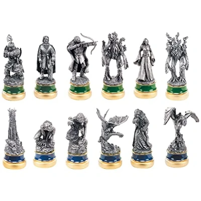 Afbeelding van The Noble Collection Lord of Rings Two Towers 12 karakterpakket fijne stenen figuren in doos officieel gelicentieerde filmset rekwisieten geschenken