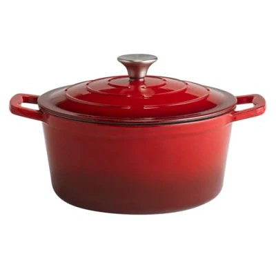 Afbeelding van APS 88302 5 Stars stoofpan van gietijzer met deksel geschikt voor inductie en oven dekselhouder, Ø 25 cm, rood, 4 liter