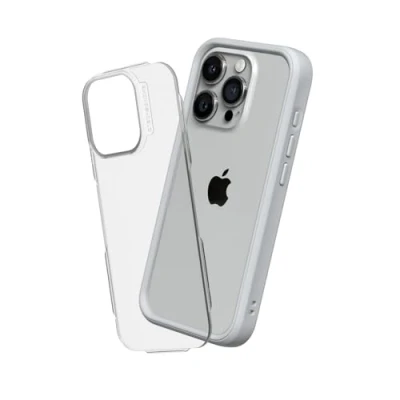 Afbeelding van RHINOSHIELD Hoesje compatibel met [iPhone 15 Pro] Mod NX personaliseerbare dunne bescherming schokabsorberende technologie [BPA vrij] platinagrijs