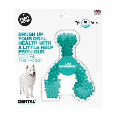 Afbeelding van TastyBone Large Dental Trio Bone Peppermint Hond Kauwspeelgoed Vegan Kluif Nylabone