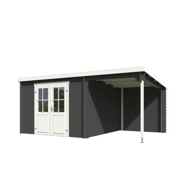 Afbeelding van Blokhut Tampa 481x292 cm Carbon Grey wit Gecoat