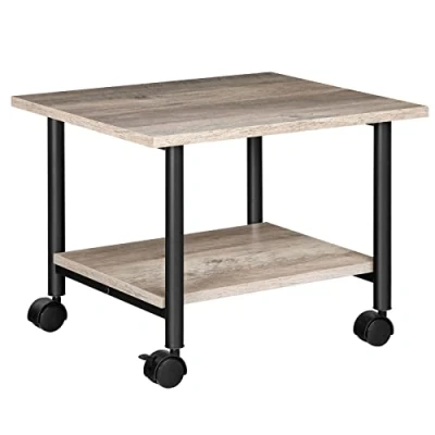 Afbeelding van HOOBRO Printerstandaard, mobiele trolley met 2 niveaus wielen, 48,5 x 40 36,5 cm, industriële stijl, metalen frame, voor kantoor, thuis, kopieerapparaat, scanner, grijs en zwart EBG02PS01