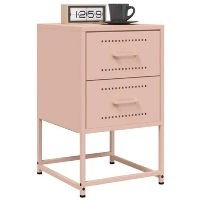 Afbeelding van Nachtkastjes 2 st 36x39x60,5 cm staal roze