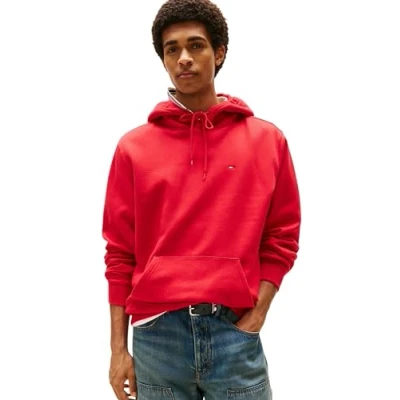 Image de Tommy Jeans Sweat à capuche TJM REG S FLAG DM0DM20742 pour homme, Rouge (rouge saphir), XL, XL