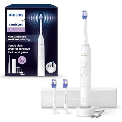 Afbeelding van Philips Sonicare 6100 HX7400/02 White elektrische tandenborstel met reisetui
