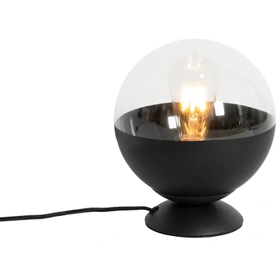 Afbeelding van QAZQA eclipse Retro Tafellamp 1 lichts H 23 cm Zwart Woonkamer Slaapkamer Keuken