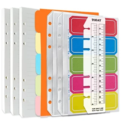Afbeelding van DY.2ten 3 stuks navulbare A6 notitieboeken, navulbladen, gelinieerde tabbladen, liniaalmarker, navulpapier, navulpapier voor 6 rings mappen