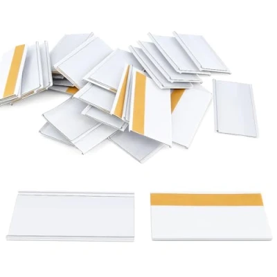 Afbeelding van zelfklevende labelhouders (30 mm x 70 mm), 100 stuks individuele prijskaartjes, zelfklevend, mm, transparante etiketten