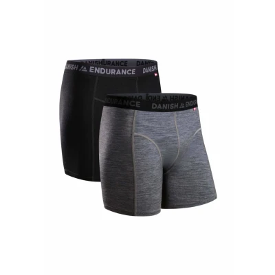 Afbeelding van DANISH ENDURANCE Merinowollen Boxershort Heren Thermoondergoed Ultrazacht Zwart en Grijs 2 pack M