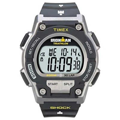 Afbeelding van Timex Ironman T5K195 Digitaal herenhorloge met armband van hars, zwart, 42 mm, Blauw/Blauw, Sportief