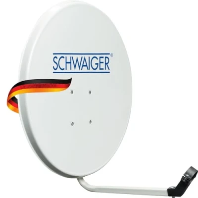 Afbeelding van SCHWAIGER 128 Satellietschotel satellietantenne met LNB draagarm en masthouder stalen schotelantenne 55 x 62 cm