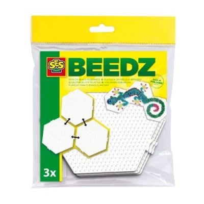 Afbeelding van Ses Creative Beedz Strijkkralen Grondbord Zeshoek Koppelbaar 3 Stuks