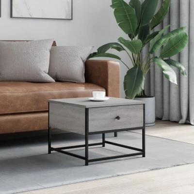 Afbeelding van Salontafel 51x51x40 cm bewerkt hout grijs sonoma eikenkleurig
