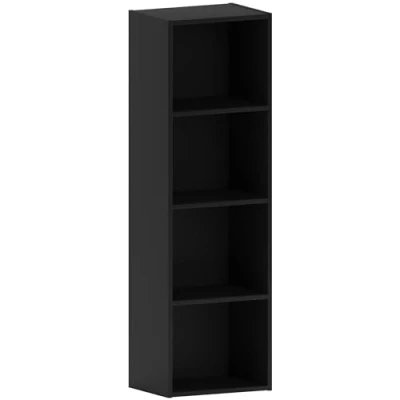 Afbeelding van Vida Designs Oxford 4 verdiepingen kubus boekenkast houten zwart opbergeenheid display bureau woonkamer meubels