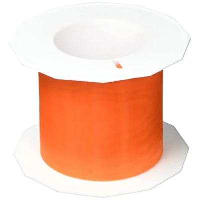Afbeelding van PRÄSENT SHEER Organzaband, oranje, 25 m, cadeaulint voor het verpakken van geschenken, 72 mm breed, decoratie en knutselaccessoires, decoratief lint geschenken