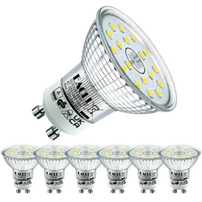 Afbeelding van EACLL Ledlampen, GU10, koudwit, 6000 K, 4,9 W, vervangt 75 W halogeen, 6 stuks, flikkervrije AC 230 V, 585 lumen 120 graden, reflectorlamp, niet instelbaar