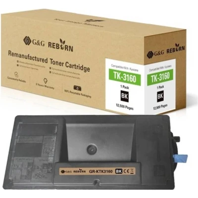 Afbeelding van G&amp;G Toner vervangt Kyocera TK 3160 Compatibel Zwart 12500 bladzijden Reborn remanufactured 21295