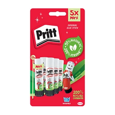 Afbeelding van Pritt Lijmstift, veilig en kindvriendelijk voor kunst handwerk, sterke lijm school kantoorbenodigdheden, 5 x 11 g Stick