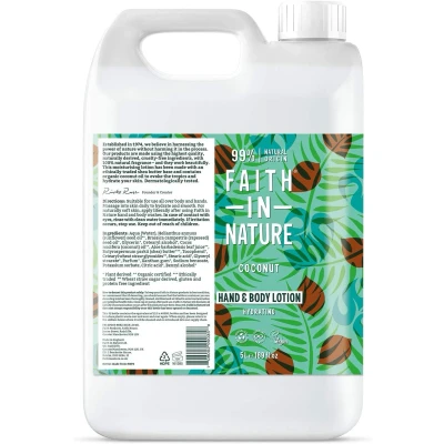 Afbeelding van Faith in Nature Coconut Hand &amp; Body Lotion Navulverpakking 5LT