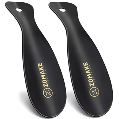 Afbeelding van ZOMAKE Voetschoenen van metaal, 2 stuks, kleine schoenlepel voor kinderen, korte voeten, geschikt alle voetmaten, 19 cm, sokkenvoet, eenvoudig te bedienen, zwart.