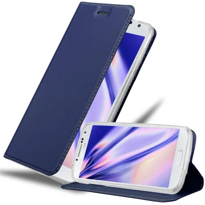 Afbeelding van Cadorabo Hoesje geschikt voor Samsung Galaxy S4 in CLASSY DONKER BLAUW Beschermhoes met magnetische sluiting, standfunctie en kaartvakje Book Case Cover Etui