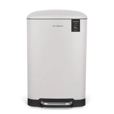 Afbeelding van Les Collectors Poubelle de Cuisine à pédale Acier Inox N528, Capacité 20L, Seau Intérieur Amovible, Finition Mat, Résistante, Fermeture couvercle silencieuse, Blanche