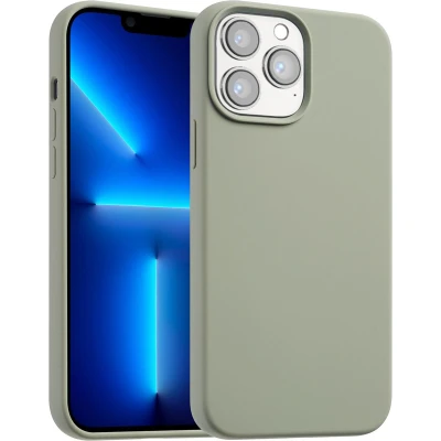 Afbeelding van Accezz Hoesje Geschikt voor iPhone 13 Pro Max Siliconen Liquid Silicone Backcover MagSafe Lichtgroen