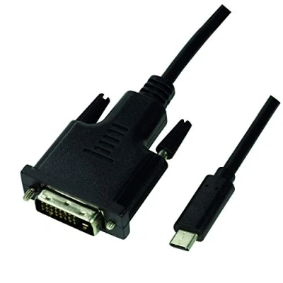 Afbeelding van LogiLink UA0331 USB C displaykabel / DVI Adapterkabel stekker, D 24+1 polige stekker 1.80 m Zwart