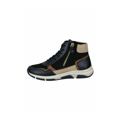 Afbeelding van Remonte Sneakers hoog, Dames, Maat: 43, schwarz reh marble Veloursleer