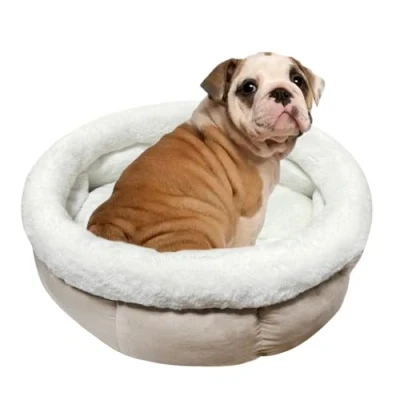 Afbeelding van ODIWEN Panier Chien, Lit Donut pour Chiens et Chats, Chat Panier, Peluche Chien Lavable Coussin Rond 60 x 23 cm (Marron Clair)