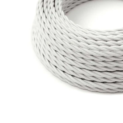 Afbeelding van HALOTEC Textielkabel wit 5 m 2 aderige lampkabel x 0,75 mm² lichtkabel geweven rol met stof omhulde kabel gedraaide stroomkabel textielmantel