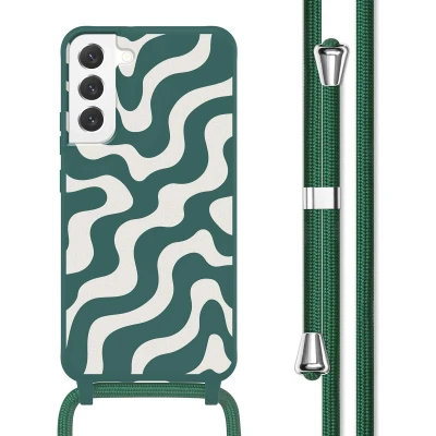 Afbeelding van imoshion hoesje Geschikt voor Samsung Galaxy S22 Plus met koord Siliconen design Meerkleurig / Petrol Green Groovy