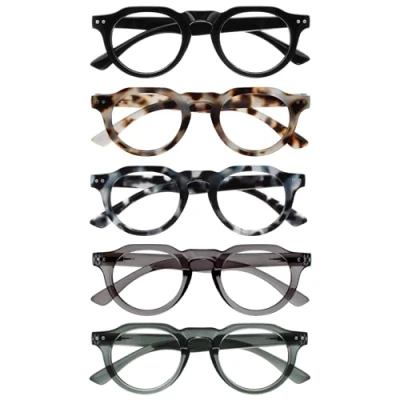 Afbeelding van OPULIZE RIO Lunettes de Lecture Anti Lumière Bleue Monture Partie Supérieure Droite Hommes et Femmes Charnières à Ressort B53 1, Noir Brillant Marron Clair Écaille Tortue Bleu