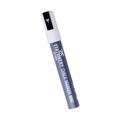 Afbeelding van STATIONERY ISLAND Witte krijtstift voor krijtbord, omkeerbare punt 6 mm, ramen en glas, wasbare vloeibare krijtstift, 1 stuk