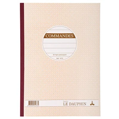 Afbeelding van Le Dauphin Ref. 1183D Set van 5 COMMANDES zelfdoorschrijvend papier triplicaat (1 origineel en 2 kopieën) 50 vellen formaat 21 x 14,8 cm gelakte omslag