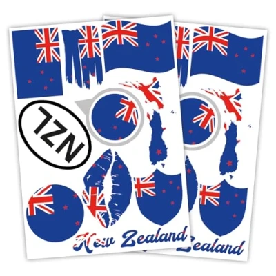 Afbeelding van Finest Folia Set van 2 stickers DIN A4 Landvlag voor auto en motorfiets zelfklevend, weerbestendig R217 (40 Nieuw Zeeland)