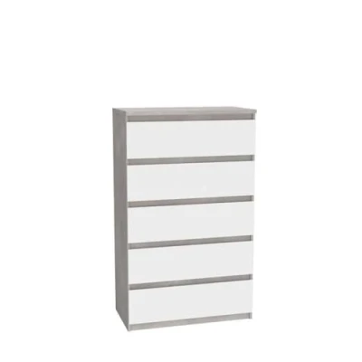 Afbeelding van CHELSEA ladekast 5 laden 77,2 cm KILOX licht beton en mat wit optisch decor