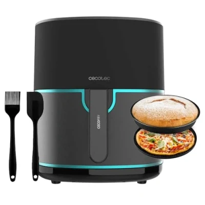 Image de Cecotec Air Fryer Friteuse à sans Huile de 6,5 L Cecofry Fantastik Inox 6500 Pack. 1700W, Acier inoxydable, 12 Modes, Technologie Perfect Cook, 80 200 C, Temps Réglable, Accessoires,