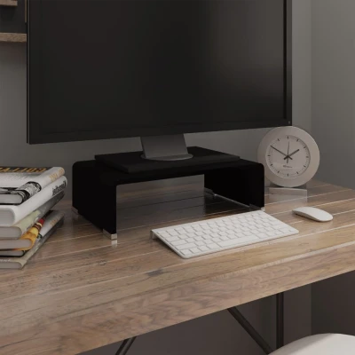 Afbeelding van Tv meubel/monitorverhoger zwart 40x25x11 cm glas