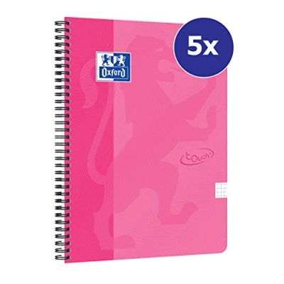 Afbeelding van Spiraalblok oxford touch a4 ruit 5mm 70v roze 5 stuks