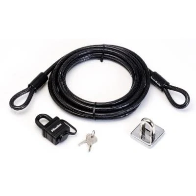 Image de Master lock câble en acier cadenas à boucles laminé tressé point dancrage noir 4.50 m