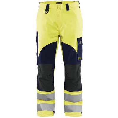 Image de Pantalon multinormes inhérent jaune fluo/marine avec poche pour badge