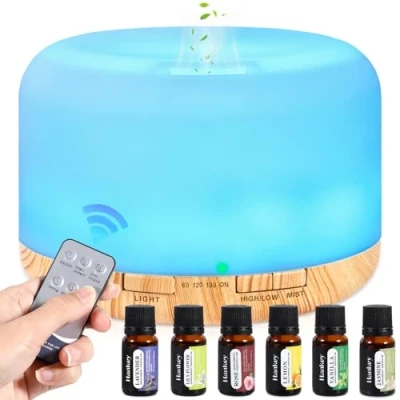 Afbeelding van AQXONG 500 ml diffuser voor etherische oliën, ultrasone aromatherapie luchtbevochtiger met led luchtbevochtiger, 7 kleuren, woonkamer, slaapkamer, kantoor, yoga