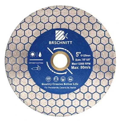 Afbeelding van BRSCHNITT Diamantschijf voor tegels, 125 mm, dubbelzijdig, slijpen, diamantzaagblad, porselein, keramiek, marmer, graniet, kunststeen, kwarts