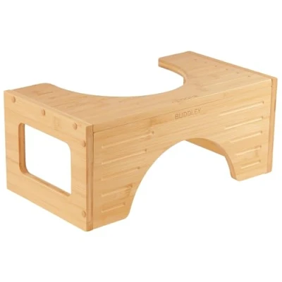 Afbeelding van BUDDLEY® Toiletkrukje Bamboe 180 Twist WC Krukje Toilet Squatty hout Potty Peuter Opstapkrukje Opstapje voor Kinderen Volwassenen Bamboo de juiste houding