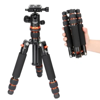 Afbeelding van Koolehaoda 63,5 cm Mini Compact Camera Tripod van Aluminiumlegering, Draagbaar Reisstatief met 360 kogelkop voor DSLR camcorder, belasting tot 10 kg (Oranje)