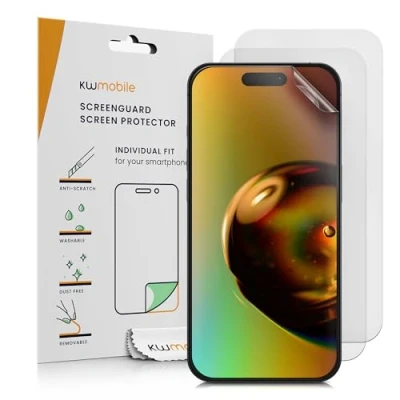 Afbeelding van kwmobile Set of 3 Screen Protectors Compatible with Apple iPhone 15 Anti Glare Fingerprint Display Films Matte